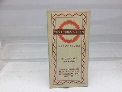 London Transport Trolleybus & Tram Route Map No 1 - 1946