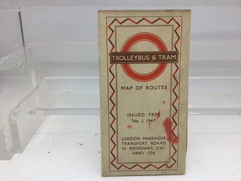London Transport Trolleybus & Tram Route Map No 1 - 1947