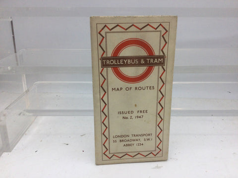 London Transport Trolleybus & Tram Route Map No 2 - 1947