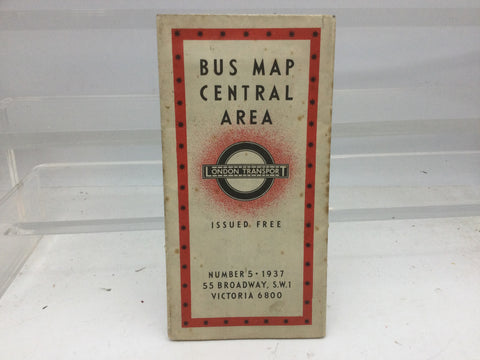 London Transport Bus Map Central Area Number 5 - 1937