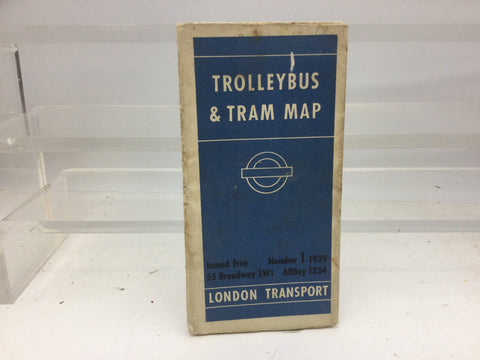 London Transport Trolleybus and Tram Map No 1 - 1939