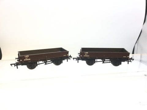 Bachmann 37-932 OO Gauge LMS 3 Plank Wagon x2