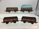 Bachmann 33-054 OO Gauge 5 Plank Wagon English China Clay x4