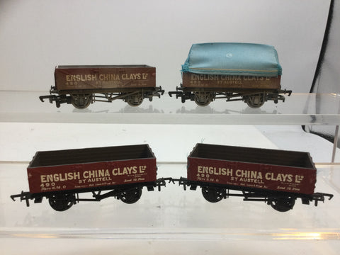 Bachmann 33-054 OO Gauge 5 Plank Wagon English China Clay x4