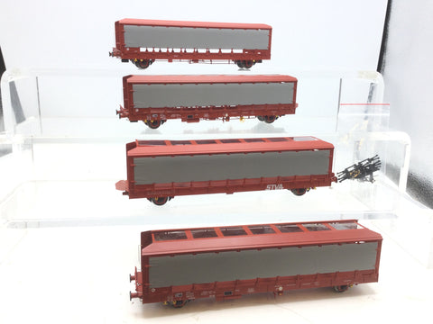 Revolution Trains IPA-461A OO Gauge IPA/TDT-452 Quad Car Carrier Wagons w Roofs/Screens