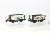 Graham Farish 2118 N Gauge 7 Plank Wagon Lebon x2