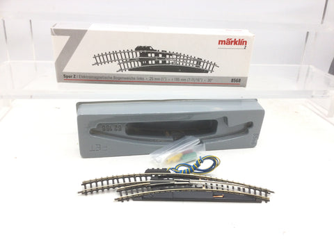Marklin 8568 Z Gauge Left Hand Curved Electric Turnout 195mm Radius 30 Degree