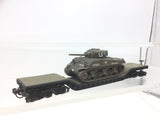 Bachmann HO Gauge Depressed Centre Flat Car with Corgi Sherman Tank