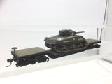 Bachmann HO Gauge Depressed Centre Flat Car with Corgi Sherman Tank