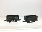 Minitrix N512 N Gauge Open Wagon Millom Cooperative x2