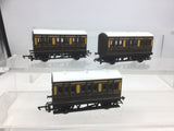Hornby OO Gauge GWR 4 Wheel Coach x3