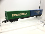 Hornby R1272M OO Gauge Bogie Container Wagon Evergreen/Malcolm