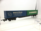 Hornby R1272M OO Gauge Bogie Container Wagon Evergreen/Malcolm