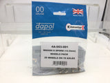 Dapol 4A-003-001 OO Gauge Wagon Wheels 8 Spoke 12.5mm (20 Wheels on 10 Axles)