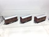 Hornby OO Gauge LMS Maroon 4 Wheel Coach x3