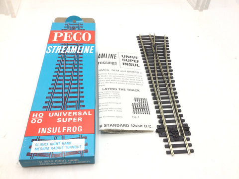 Peco SL-95 OO Gauge Medium Radius R/H Turnout Insulfrog
