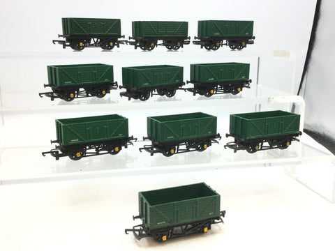 Triang/Hornby R10 OO Gauge 12t Open Wagon Green W1005 x10