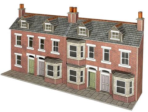 Metcalfe PO302 OO/HO Gauge Low Relief Terraced House Fronts (Brick) Card Kit