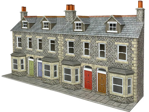 Metcalfe PO303 OO/HO Gauge Low Relief Terraced House Fronts (Stone) Card Kit
