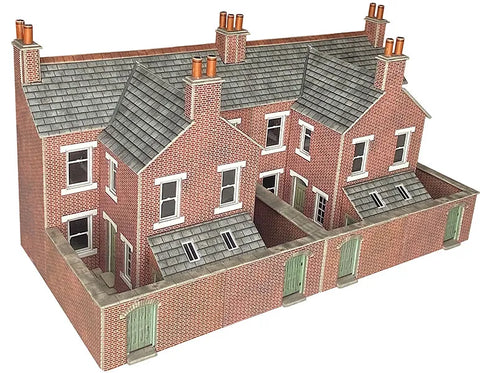 Metcalfe PO304 OO/HO Gauge Low Relief Terraced House Backs (Brick) Card Kit