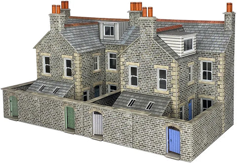 Metcalfe PO305 OO/HO Gauge Low Relief Terraced House Backs (Stone) Card Kit