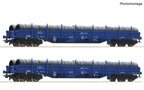Roco 6600099 HO Gauge PKP Cargo Res Bogie Stake Wagon Set (2) VI