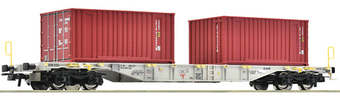 Roco 77345 HO Gauge AAE Sgns Bogie Flat Wagon w/2x20' Container Load VI