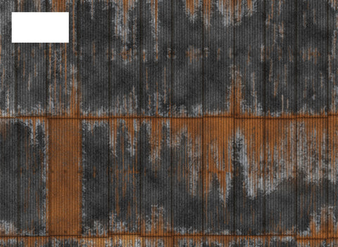 Scale Model Scenery TX104 OO Gauge Rusty Black Painted & Weathered Corrugated Iron Texture Sheet