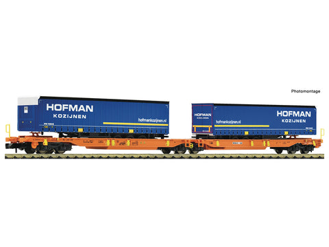 Fleischmann 6660118 N Gauge Wascosa T2000 Dbl Pocket Wagon w/Hofman Trailer Load VI