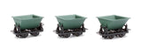 Peco GR-333 OO-9 Gauge Hudson Rugga V Skip Wagon Set of 3 (Green)