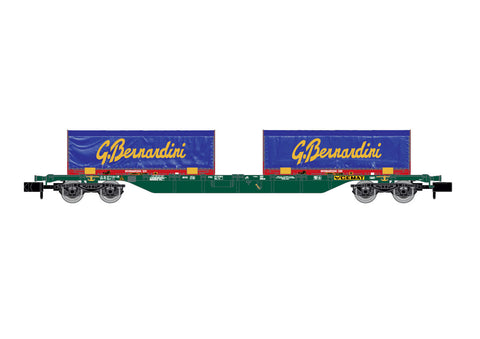 Arnold HN6655 N Gauge FS CEMAT Sgnss Flat Wagon W/2x22' Gruppo Containers VI