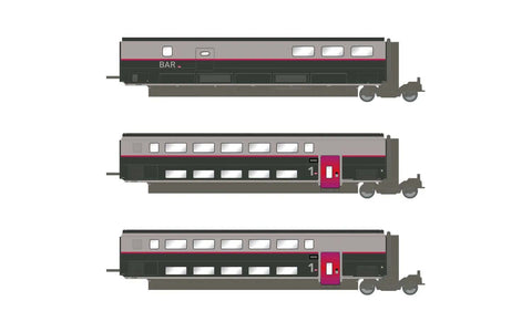 Jouef HJ3016 HO Gauge SNCF TGV Duplex Carmillon Coach Pack (3) VI