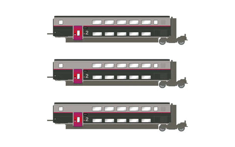 Jouef HJ3017 HO Gauge SNCF TGV Duplex Carmillon Coach Pack (3) VI