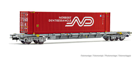 Jouef HJ6241 HO Gauge SNCF Sgss Norbert Dentressangle 45' Container Wagon V