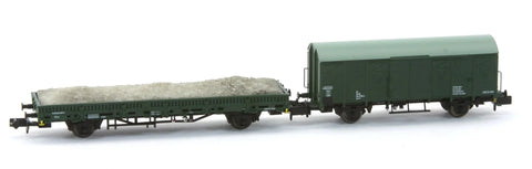 Arnold HN6567 N Gauge DR Green Maintenance Wagon Set (2) IV