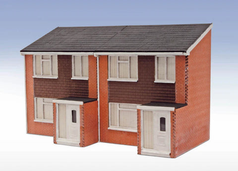 Peco LK212 OO Gauge 1960s Semi-Detached House Front Laser Cut Wood Kit