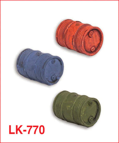 Peco LK-770 O Gauge Oil Drums on Side (Pack 3)