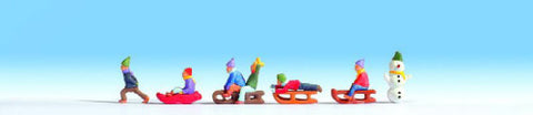Noch 15819 HO/OO Gauge Children in the Snow (6) and Accessories Figure Set