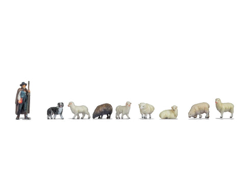 Noch 35740 N Gauge Shepherd & Sheep (1+8) 3D Master Figure Set