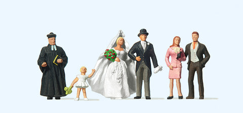 Preiser 10057 HO/OO Gauge Protestant Wedding Group (6) Exclusive Figure Set