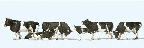 Preiser 10145 HO/OO Gauge Black/White Cows (6) Exclusive Figure Set