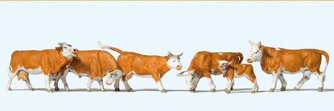 Preiser 10146 HO/OO Gauge Brown/White Cows (6) Exclusive Figure Set