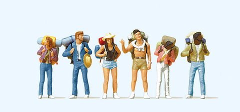 Preiser 10296 HO/OO Gauge Young Backpackers (6) Exclusive Figure Set