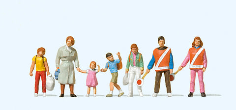 Preiser 10344 HO/OO Gauge School Crossing Patrol (7) Exclusive Figure Set