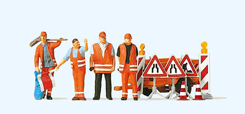 Preiser 10347 HO/OO Gauge Roadworkers (4) and Accessories Exclusive Figure Set