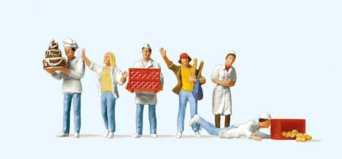 Preiser 10377 HO/OO Gauge At the Bakery (5) Exclusive Figure Set (B)