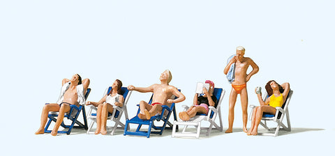 Preiser 10431 HO/OO Gauge Relaxing on Garden Chairs (6) Exclusive Figure Set