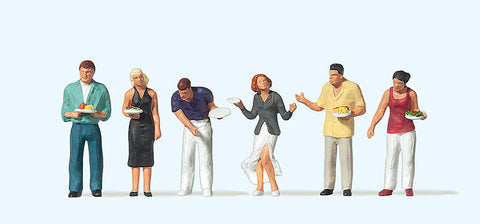 Preiser 10440 HO/OO Gauge Guests at the Buffet (6) Exclusive Figure Set