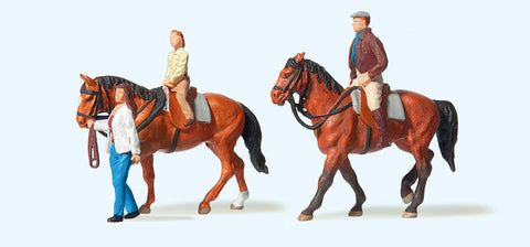 Preiser 10501 HO/OO Gauge Horses (2) and Riders Exclusive Figure Set
