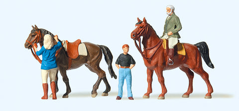 Preiser 10503 HO/OO Gauge Horses (2) at the Riding School Exclusive Figure Set